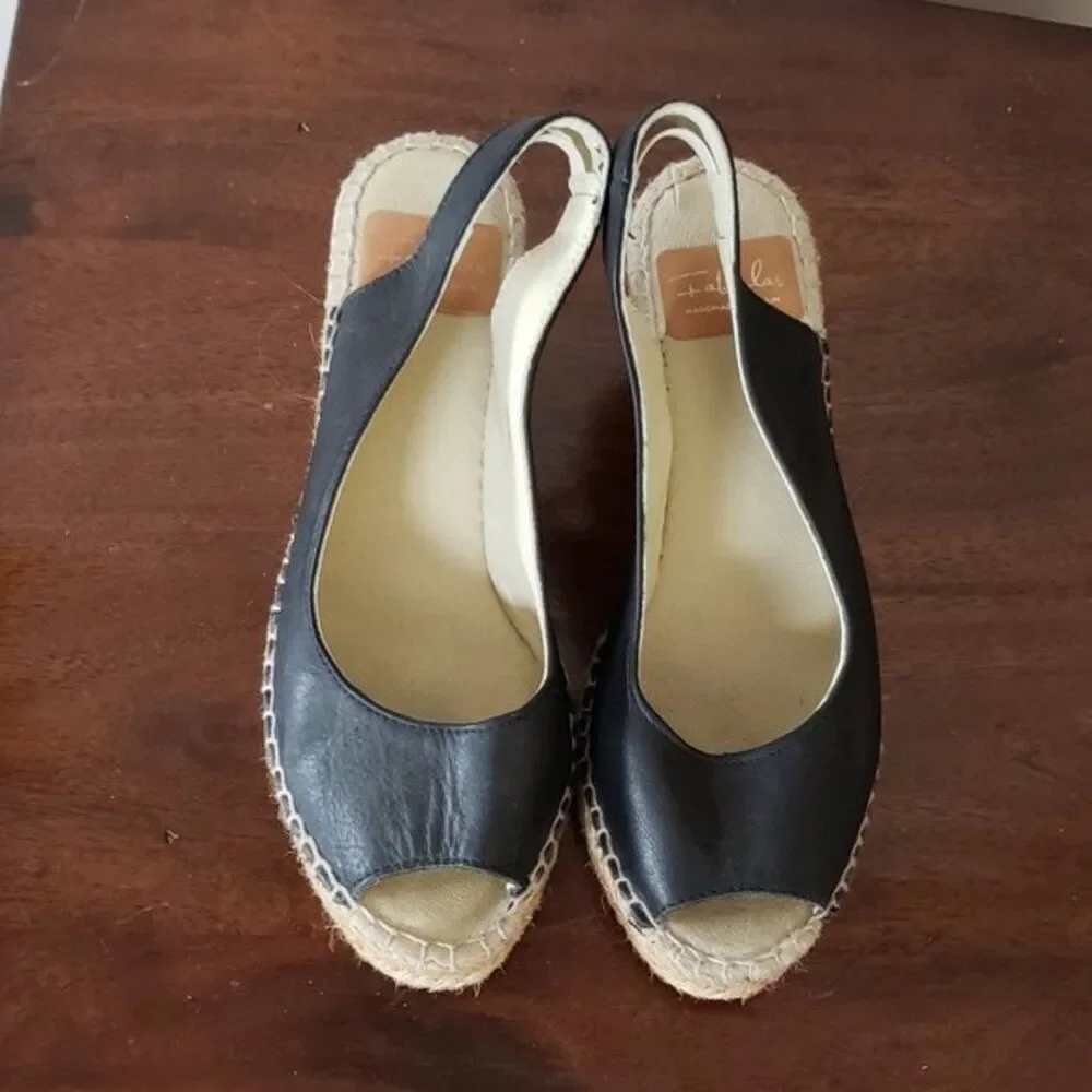 Fabiolas Black Leather Women's Wedge Size: 36